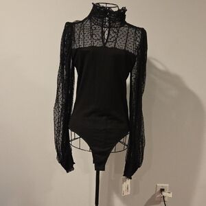 NanaMacs Black Sheer Lace Bodysuit